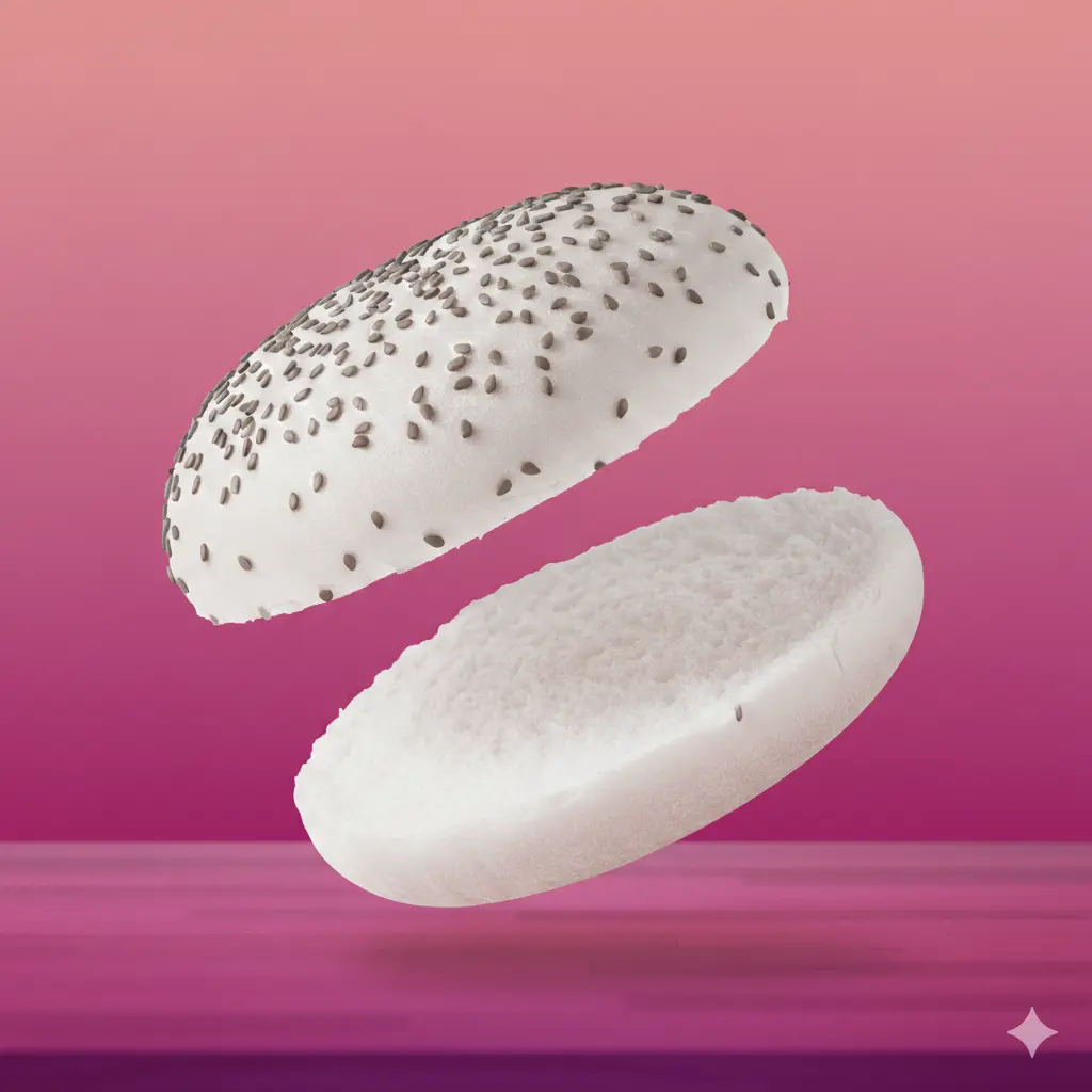 Pearl-White-Coloured Burger Buns with Linseeds