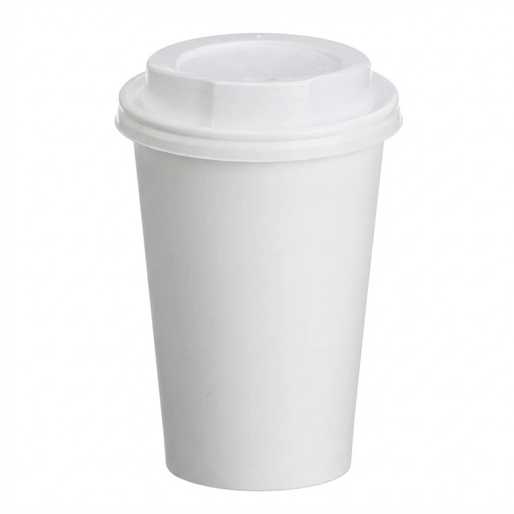 Plain White Hot Paper Cups + Sip Lids – 16oz Pack of 100