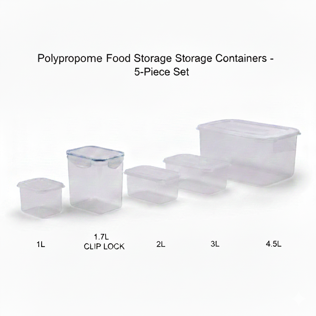 Polypropylene Food Storage Containers 1L, 2L, 3L, 4.5L & Clip-Lock 1.7L