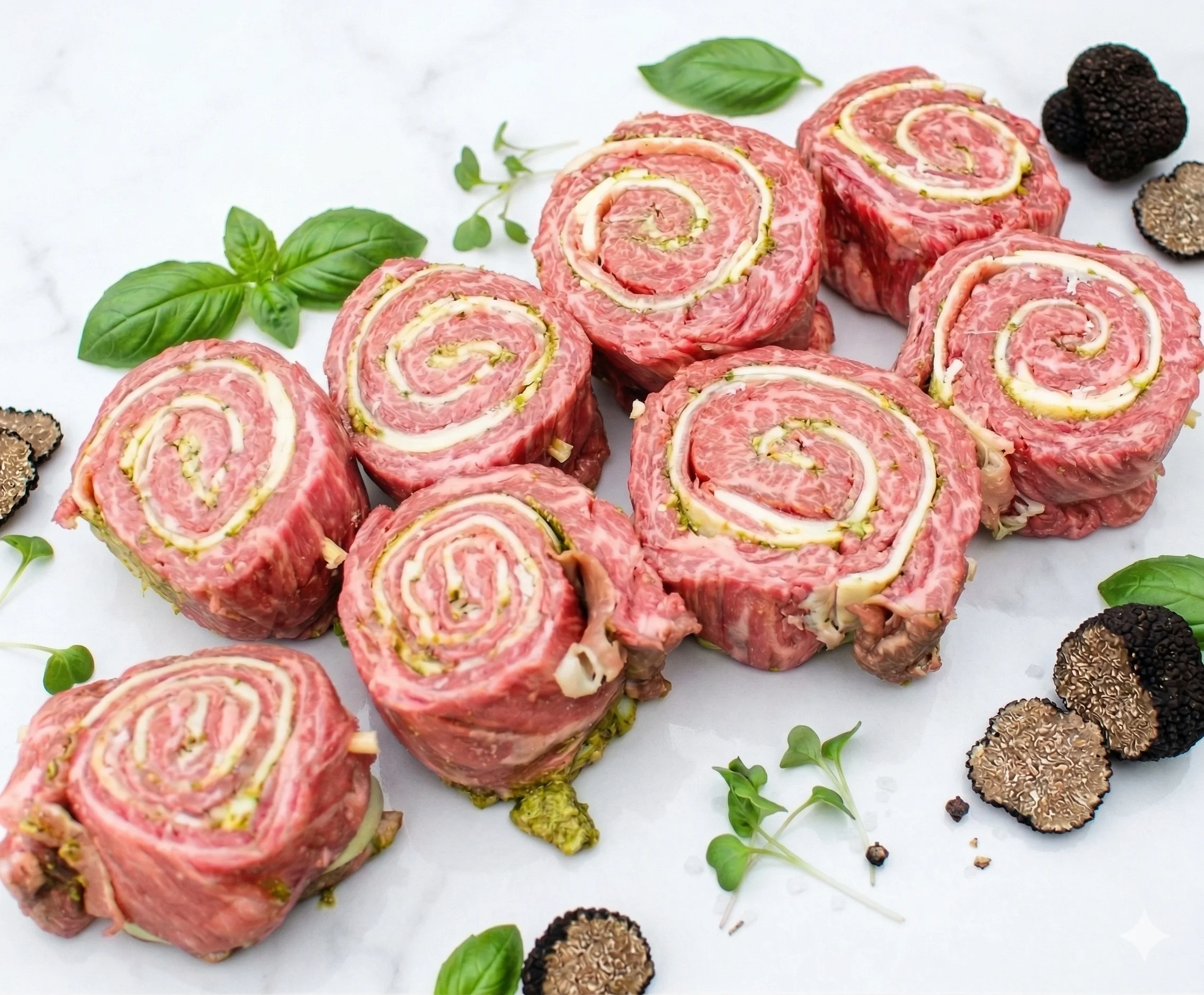 Halal Milk-Fed Veal Cheddar Steak Pinwheels Skewers (Brochettes)