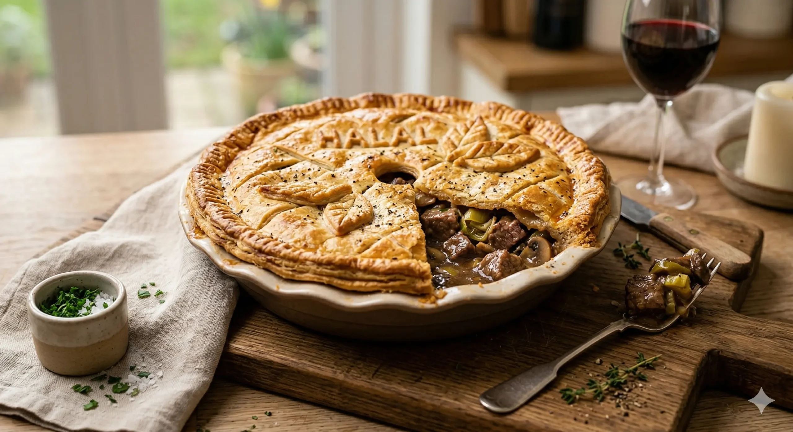 Halal Steak, Leek & Mushroom Pie